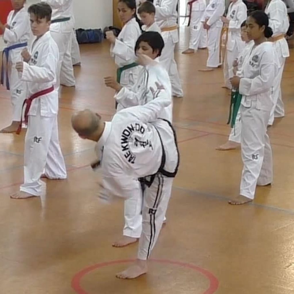 Grand Master Kim Ung Lan leading a Taekwon-Do training session in Auckland