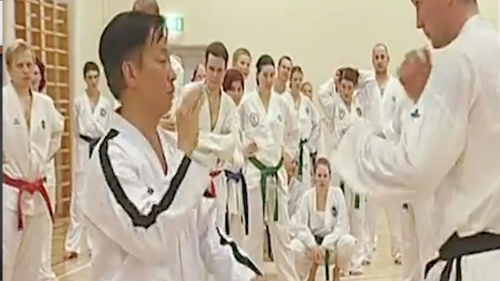 Grand Master Tran Trieu Quan during classic Taekwon-Do training footage