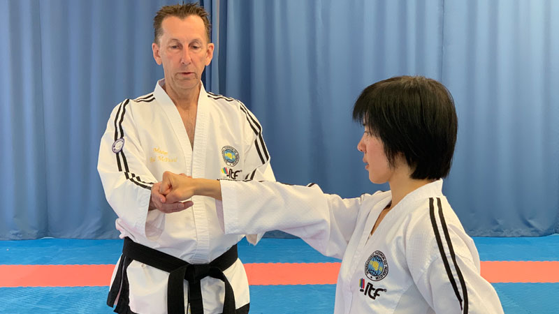 GM McPhail explains the alignment of side block in Taekwon-Do