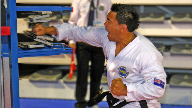 Luke Thompson demonstrating follow-through! Taekwon-Do power!