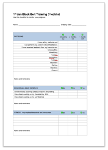 Black Belt Grading Checklist Free Download