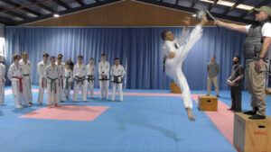 Jon Sawden coaching competition special techniques and flying kicks