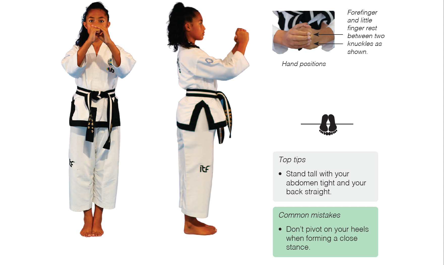Close ready stance A is the ready posture for Won-Hyo tul
