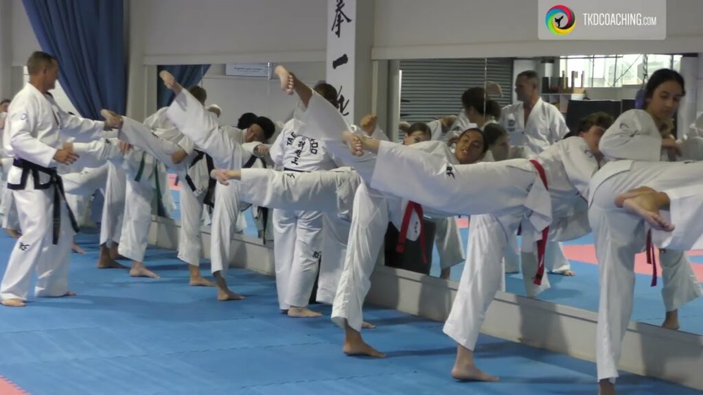 Expert Coach Mr Jon Sawden demonstrating advanced kicking technique in ITF Taekwon-Do