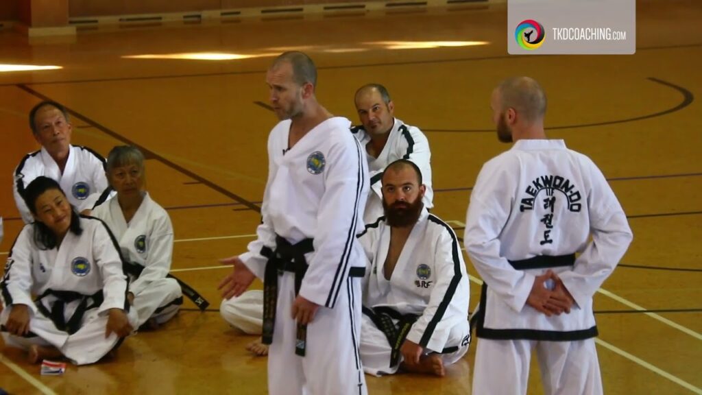 Master Mark Hutton addressing black belt students during a Taekwon-Do master class