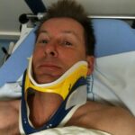 Hospital in neck brace